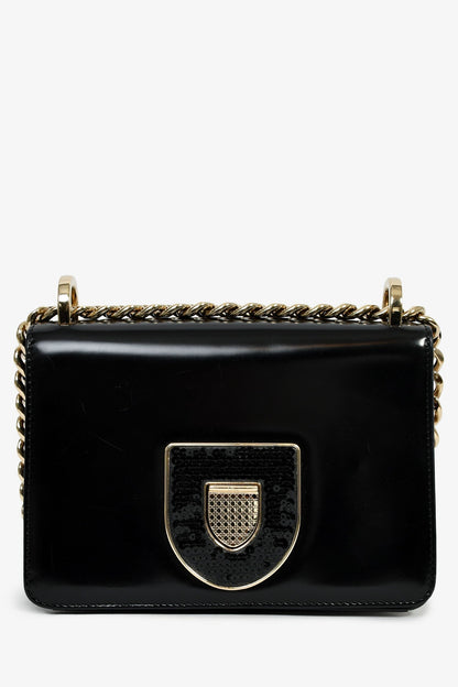 Christian Dior Black Leather Sequin Detail 'Diorama Club' Shoulder Bag Rovelle Bags