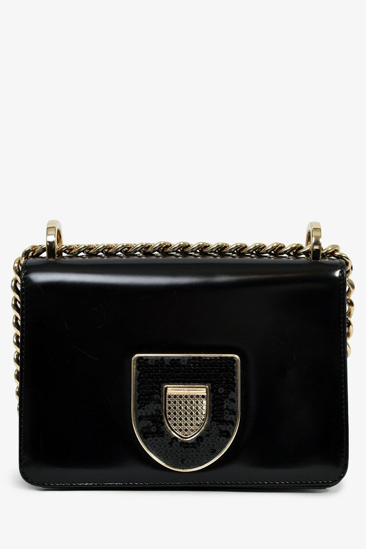 Christian Dior Black Leather Sequin Detail 'Diorama Club' Shoulder Bag Rovelle Bags