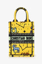 Christian Dior 2022 Yellow Canvas Embroidered Pixel Zodiac Mini Book Tote Phone Bag With Strap Rovelle Bags