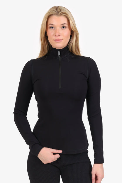 Burberry Black Half Zip Long Sleeve Sweater Black Size M