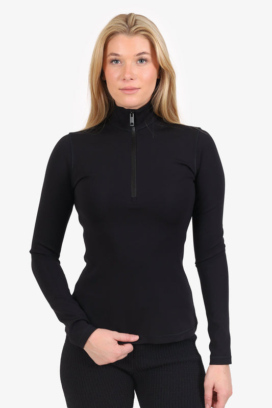 Burberry Black Half Zip Long Sleeve Sweater Black Size M