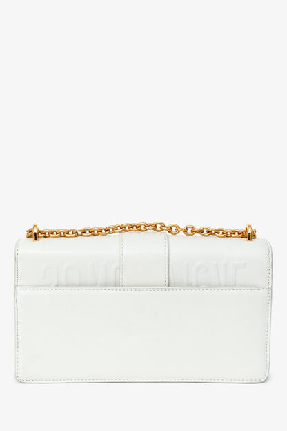 Christian Dior White Leather '30 Montaigne East-West' Crossbody Bag With Chain Rovelle Bags
