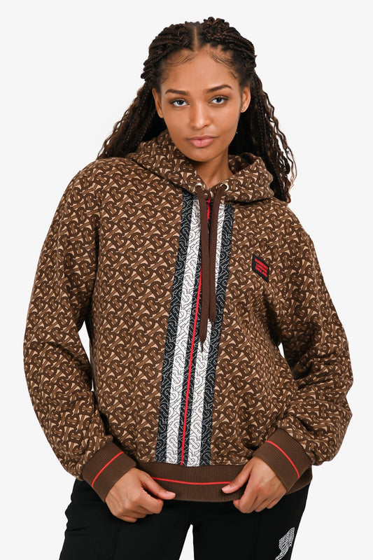 Burberry Brown TB Monogram Hoodie Size L