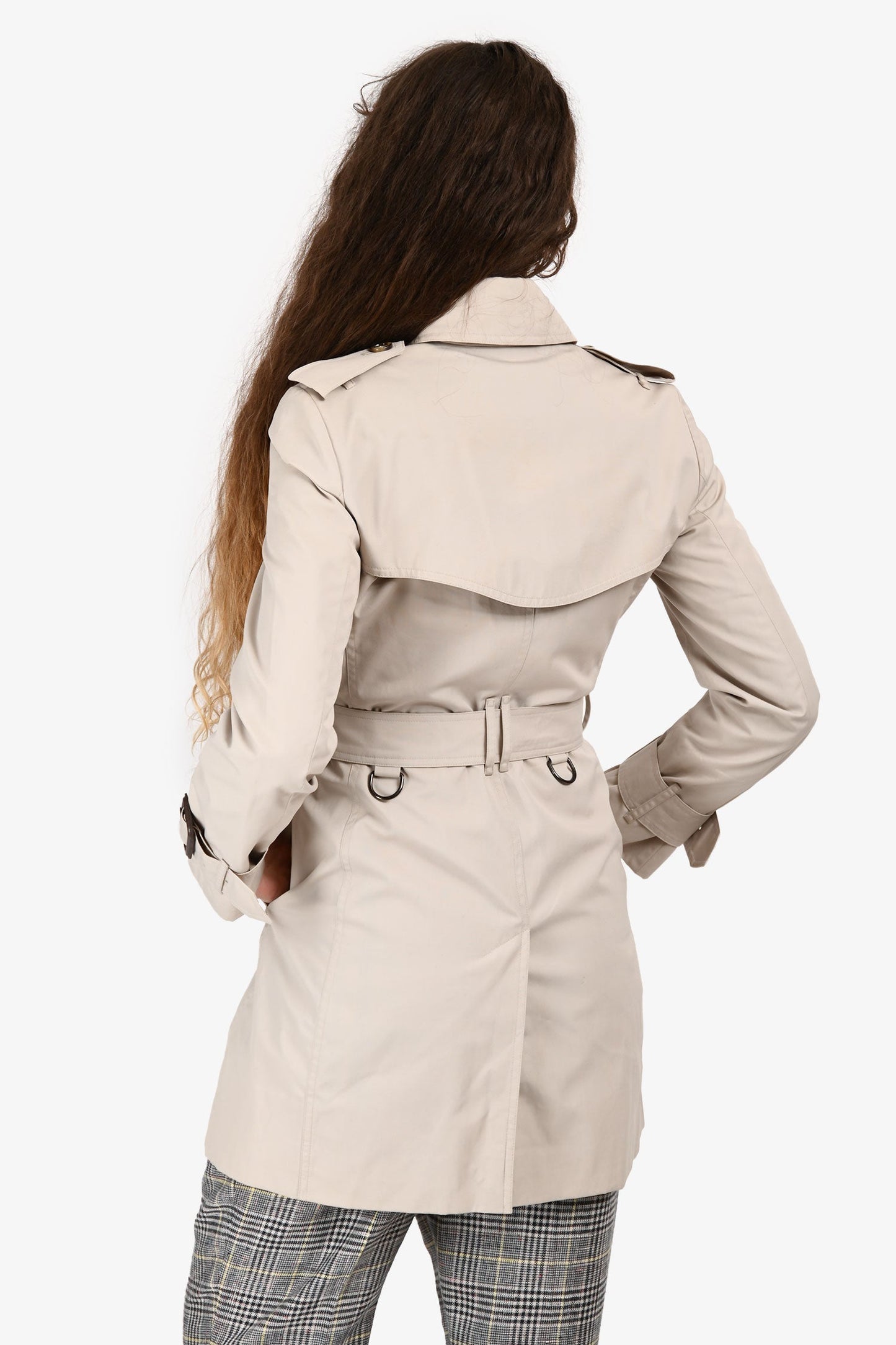 Burberry Light Beige Belted Double Breasted Trench Coat Size 2