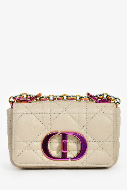 Christian Dior 2022 Grey Cannage Micro Caro Bag Rovelle Bags