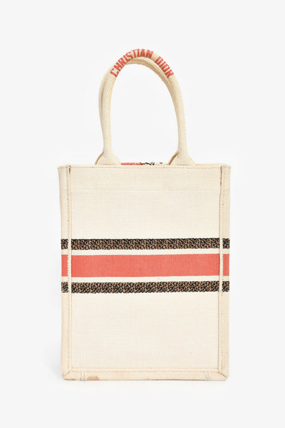Christian Dior 2020 Cream 'Fleurs Bibliques' Canvas Vertical Mini Book Tote Rovelle Bags