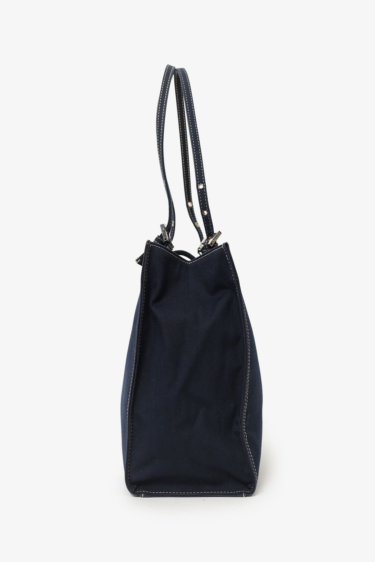 Fendi Blue Denim Baguette Buckle Square Tote Square Rovelle Bags