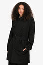 Burberry Brit Black Midi Belted Trench Coat Size M