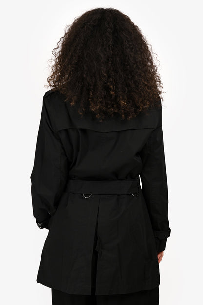 Burberry Brit Black Midi Belted Trench Coat Size M