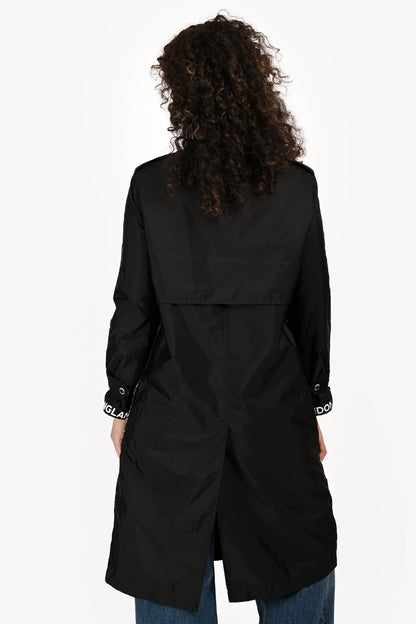 Burberry Black Nylon Logo Hooded Windbreaker Size 0