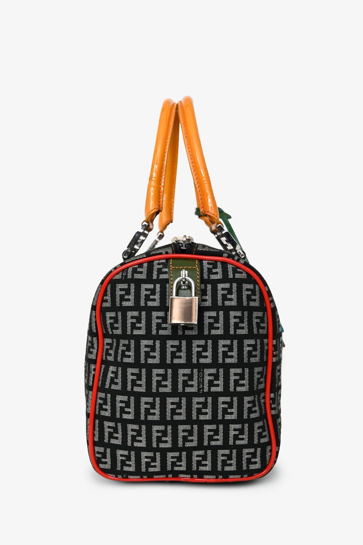 Fendi Multicolor Zucchino Canvas/Patent Leather Small Boston Bag Rovelle Bags