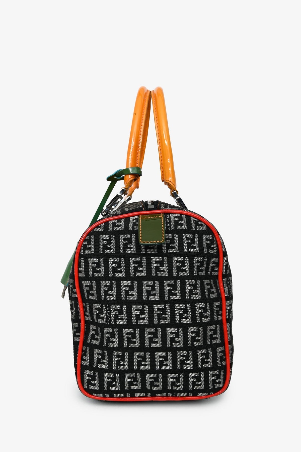 Fendi Multicolor Zucchino Canvas/Patent Leather Small Boston Bag Rovelle Bags