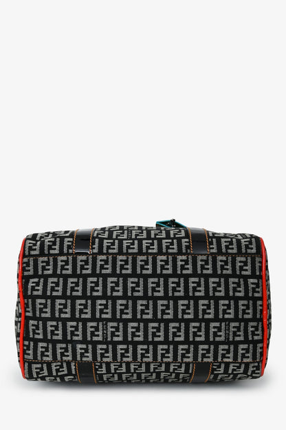 Fendi Multicolor Zucchino Canvas/Patent Leather Small Boston Bag Rovelle Bags