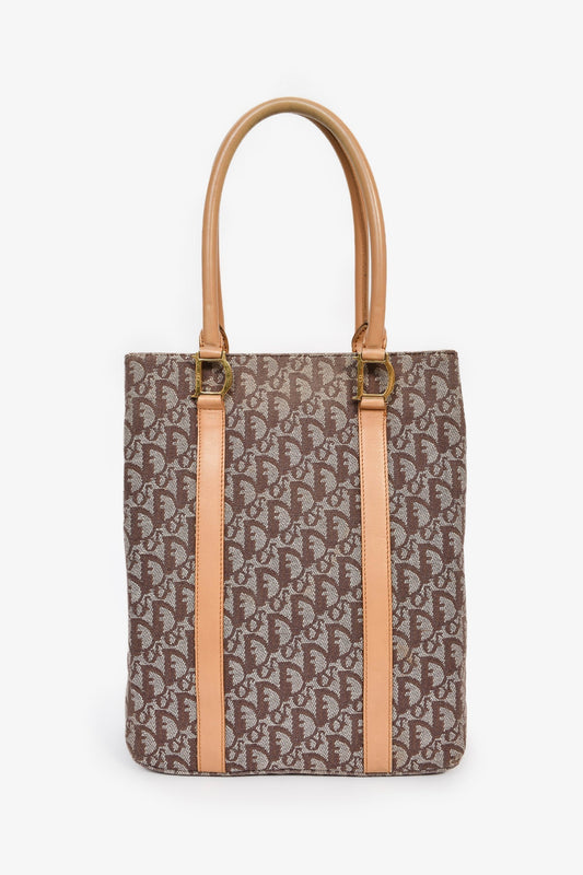Christian Dior Brown Canvas Oblique Trotter Tote Bag Rovelle Bags