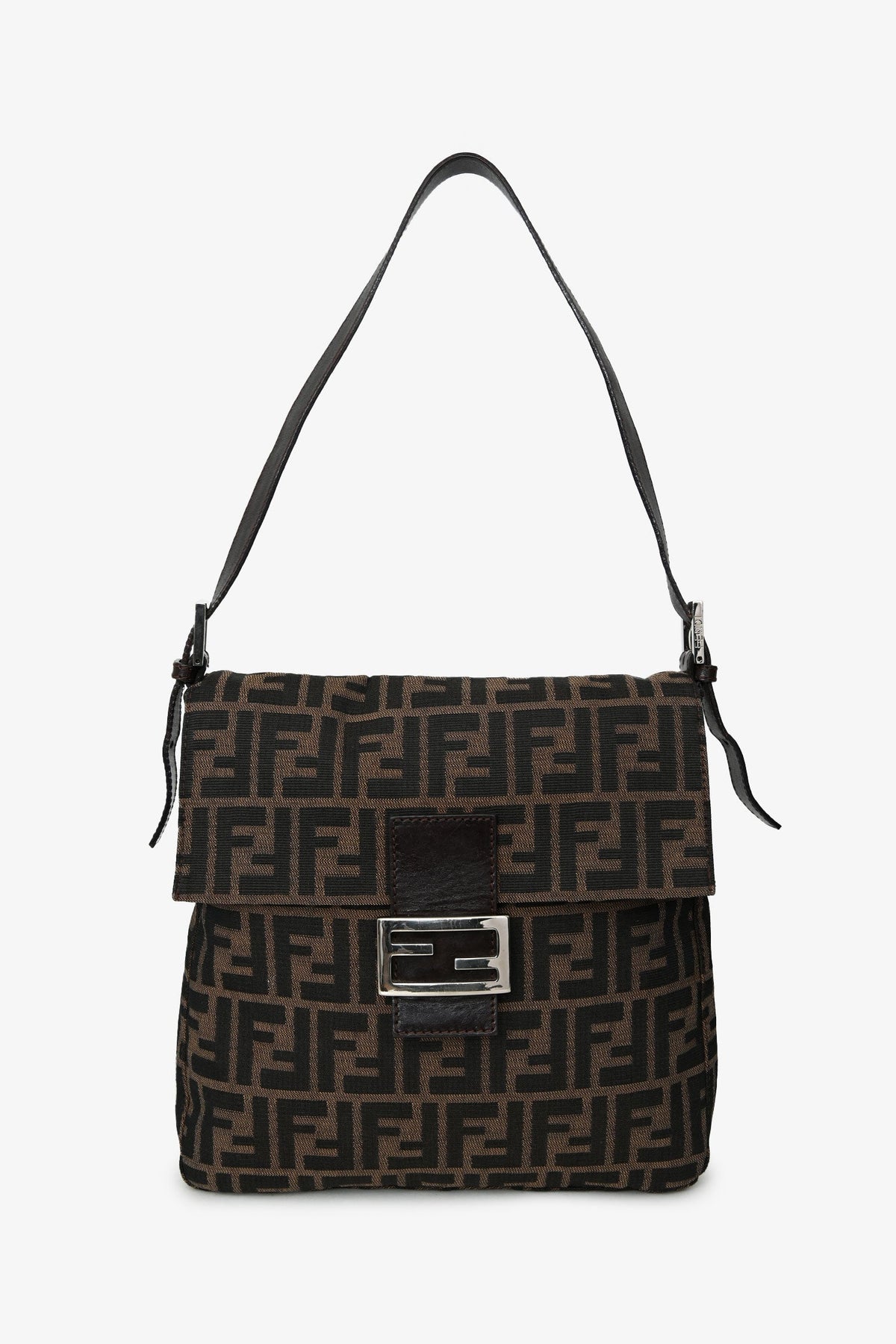 Fendi Brown FF Zucca Canvas Square Baguette Shoulder Bag Rovelle Bags