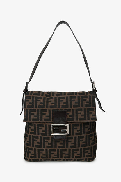 Fendi Brown FF Zucca Canvas Square Baguette Shoulder Bag Rovelle Bags