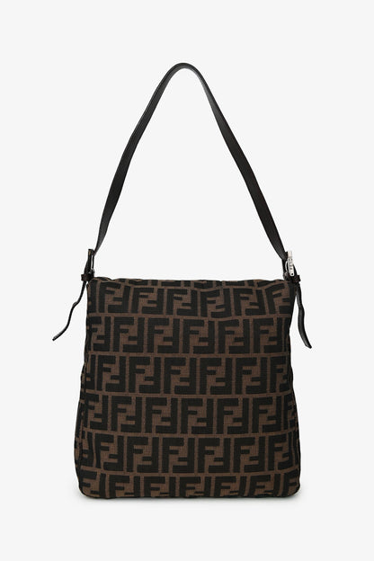 Fendi Brown FF Zucca Canvas Square Baguette Shoulder Bag Rovelle Bags