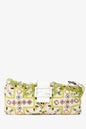 Fendi Limited Edition White/Green Fringe Beaded Embroidery Baguette Pochette Rovelle Bags