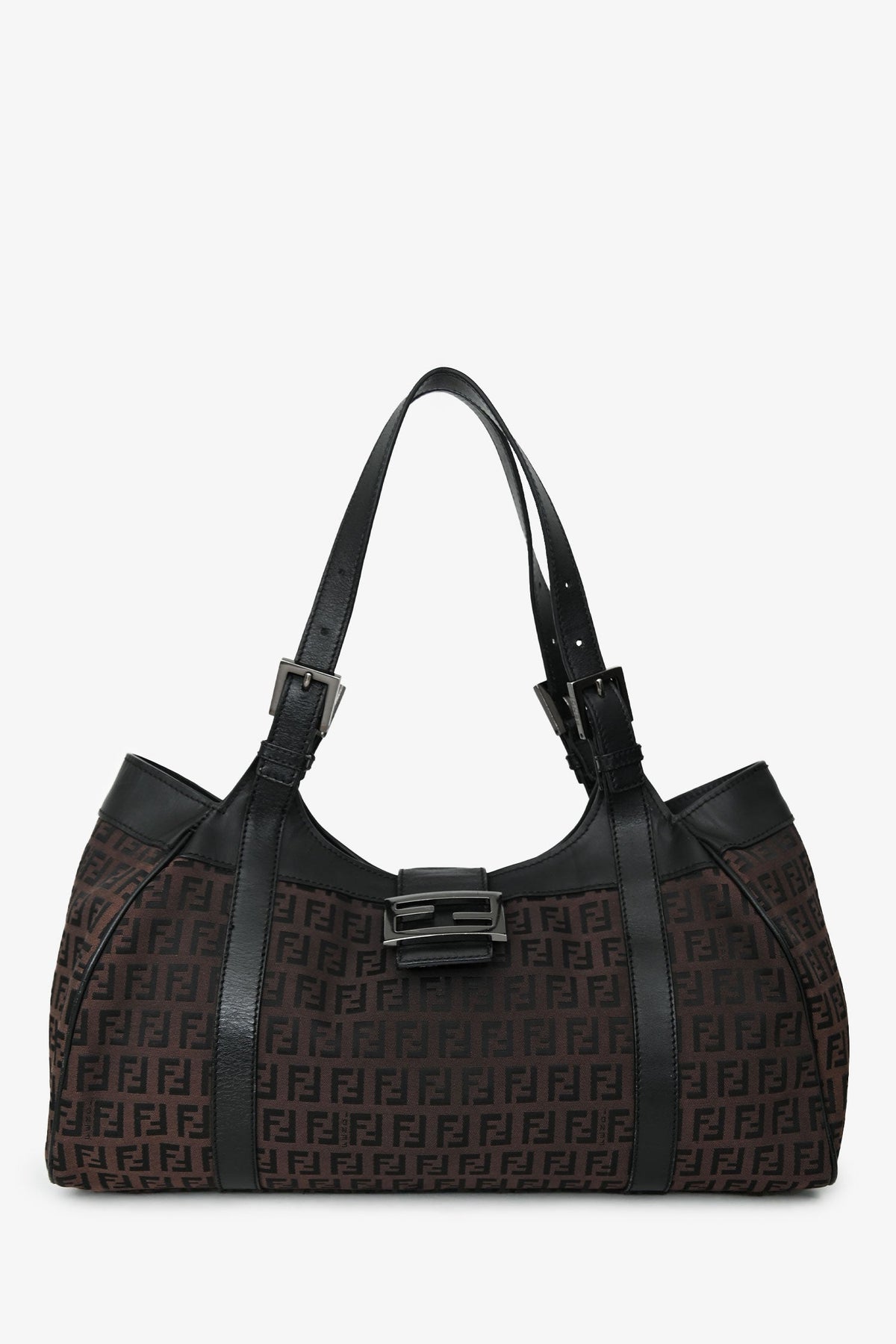Fendi Brown/Black Zucca Canvas Baguette Hobo Bag Rovelle Bags
