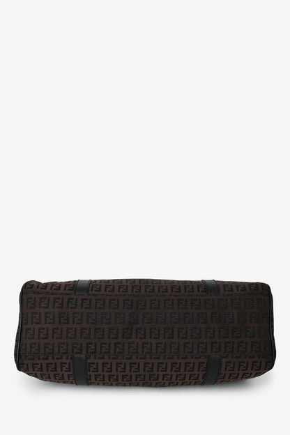 Fendi Brown/Black Zucca Canvas Baguette Hobo Bag Rovelle Bags