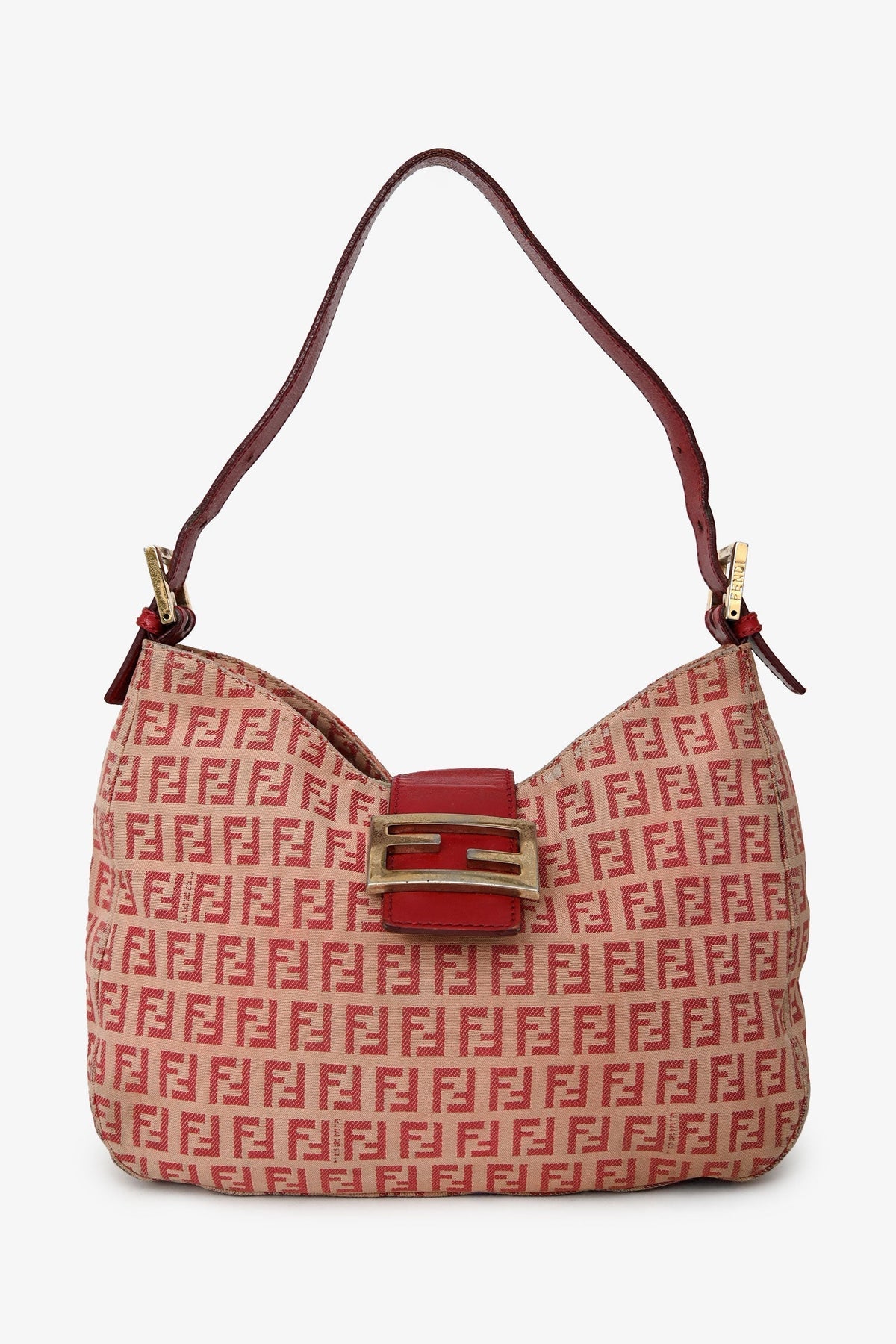 Fendi Red/Beige FF Zucca Baguette Shoulder Bag Rovelle Bags
