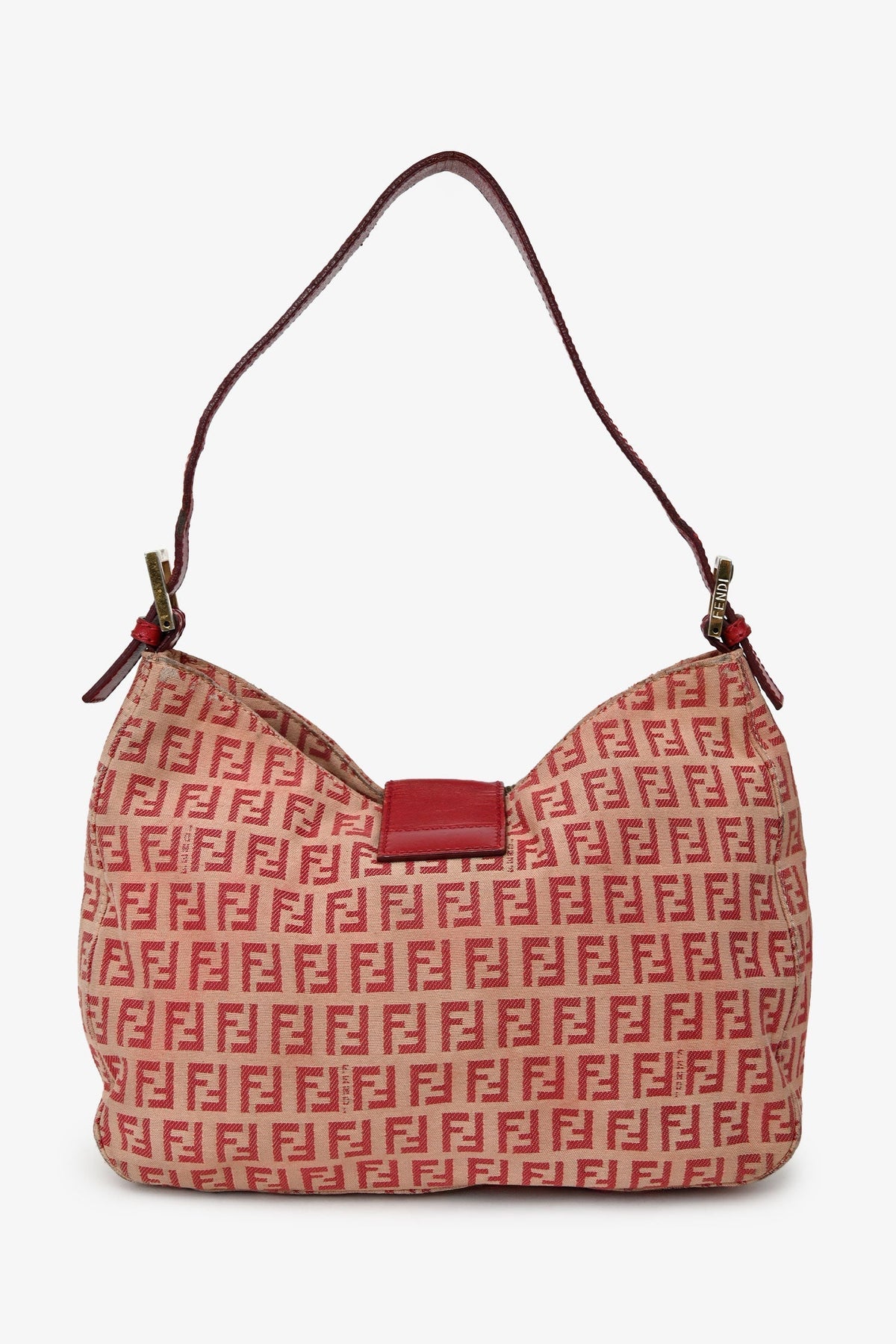 Fendi Red/Beige FF Zucca Baguette Shoulder Bag Rovelle Bags