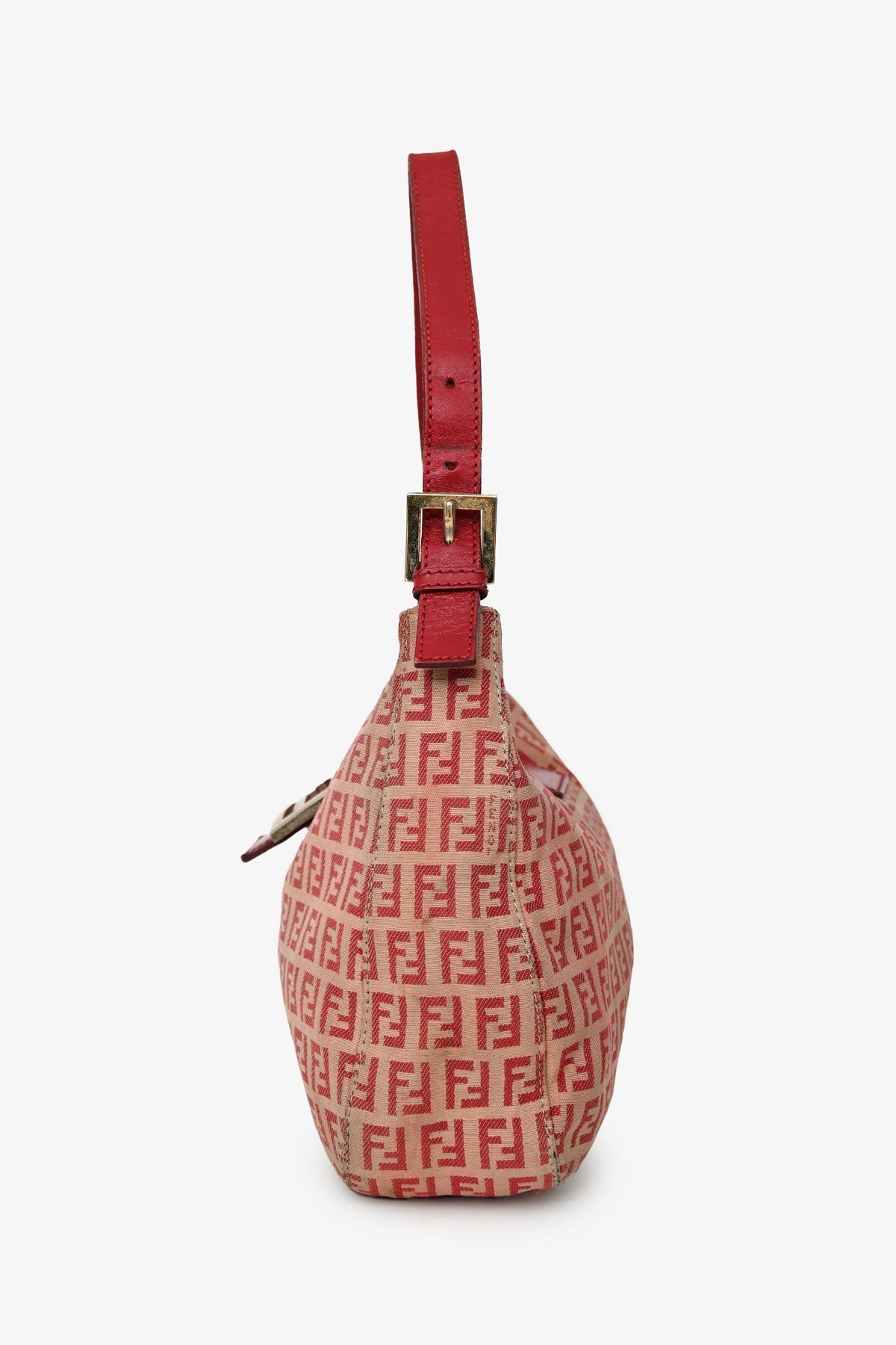 Fendi Red/Beige FF Zucca Baguette Shoulder Bag Rovelle Bags