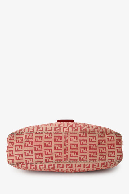 Fendi Red/Beige FF Zucca Baguette Shoulder Bag Rovelle Bags