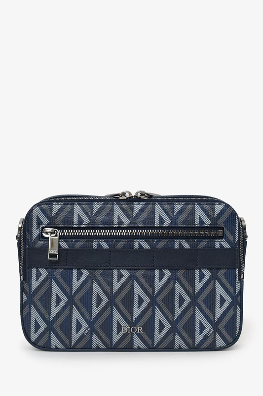 Christian Dior 2023 Navy Coated Canvas Cd Diamond Safari Messenger Rovelle Bags