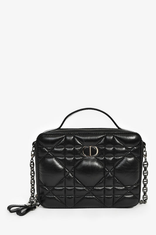 Christian Dior Black Puff Cannage Zip Around Chain 'Caro Box' Bag Rovelle Bags