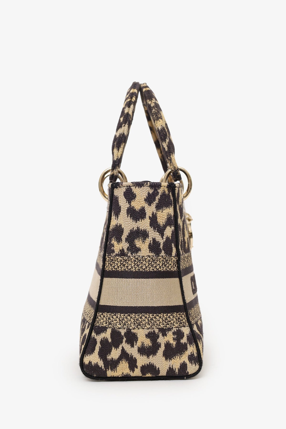 Christian Dior 2021 Leopard Print Canvas Medium Lady Dior Bag with Strap Rovelle Bags