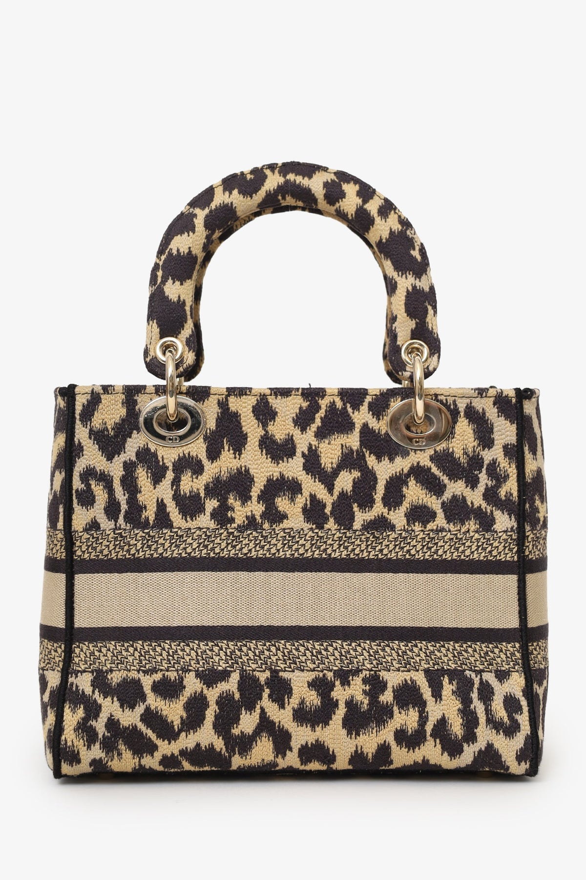 Christian Dior 2021 Leopard Print Canvas Medium Lady Dior Bag with Strap Rovelle Bags