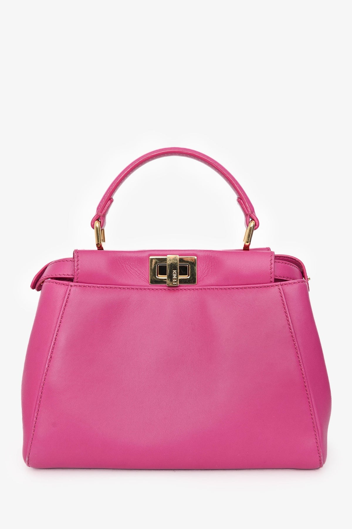 Fendi Fuchsia Leather Mini Peekaboo Top Handle Bag with Strap Rovelle Bags