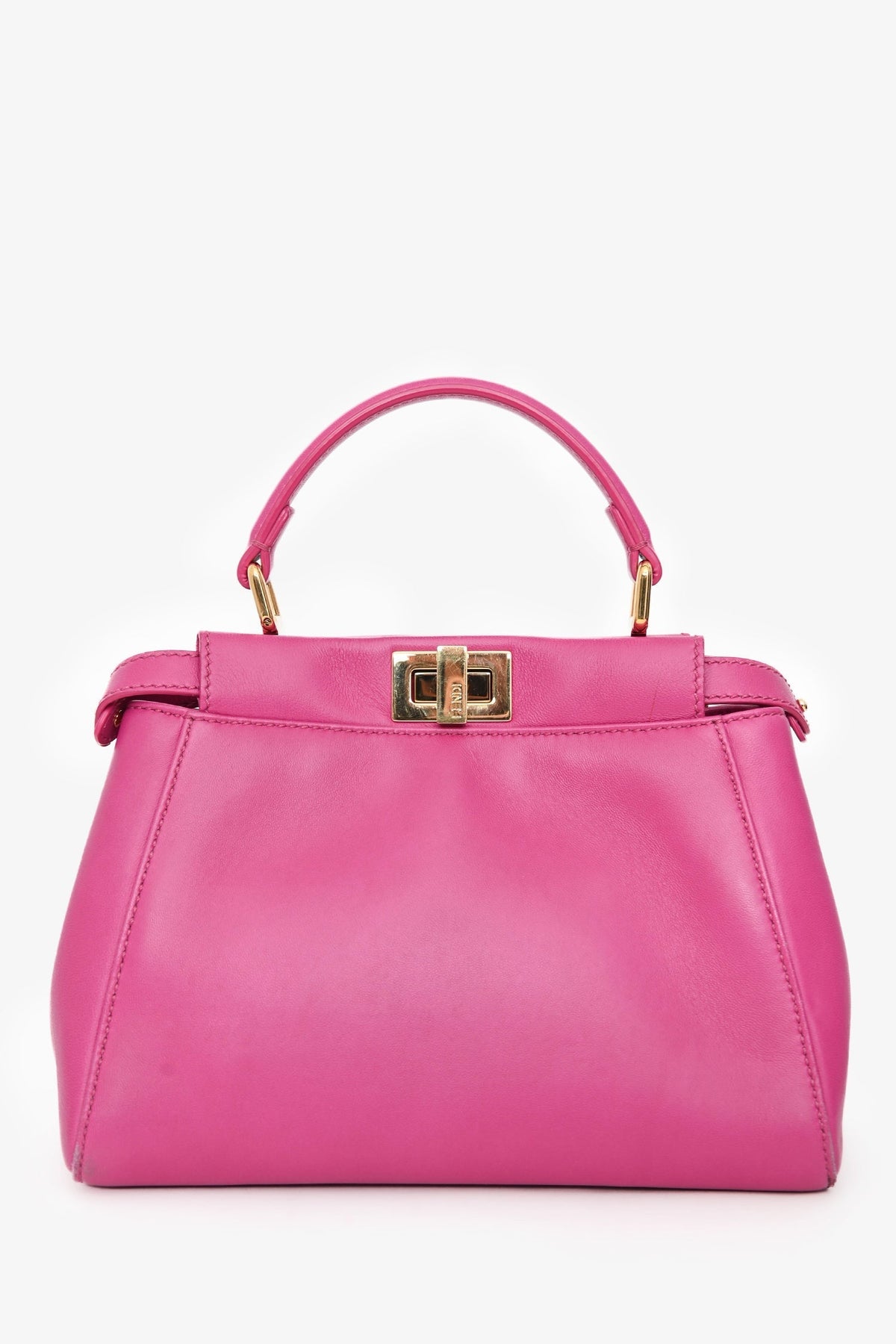 Fendi Fuchsia Leather Mini Peekaboo Top Handle Bag with Strap Rovelle Bags