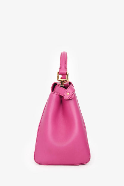 Fendi Fuchsia Leather Mini Peekaboo Top Handle Bag with Strap Rovelle Bags