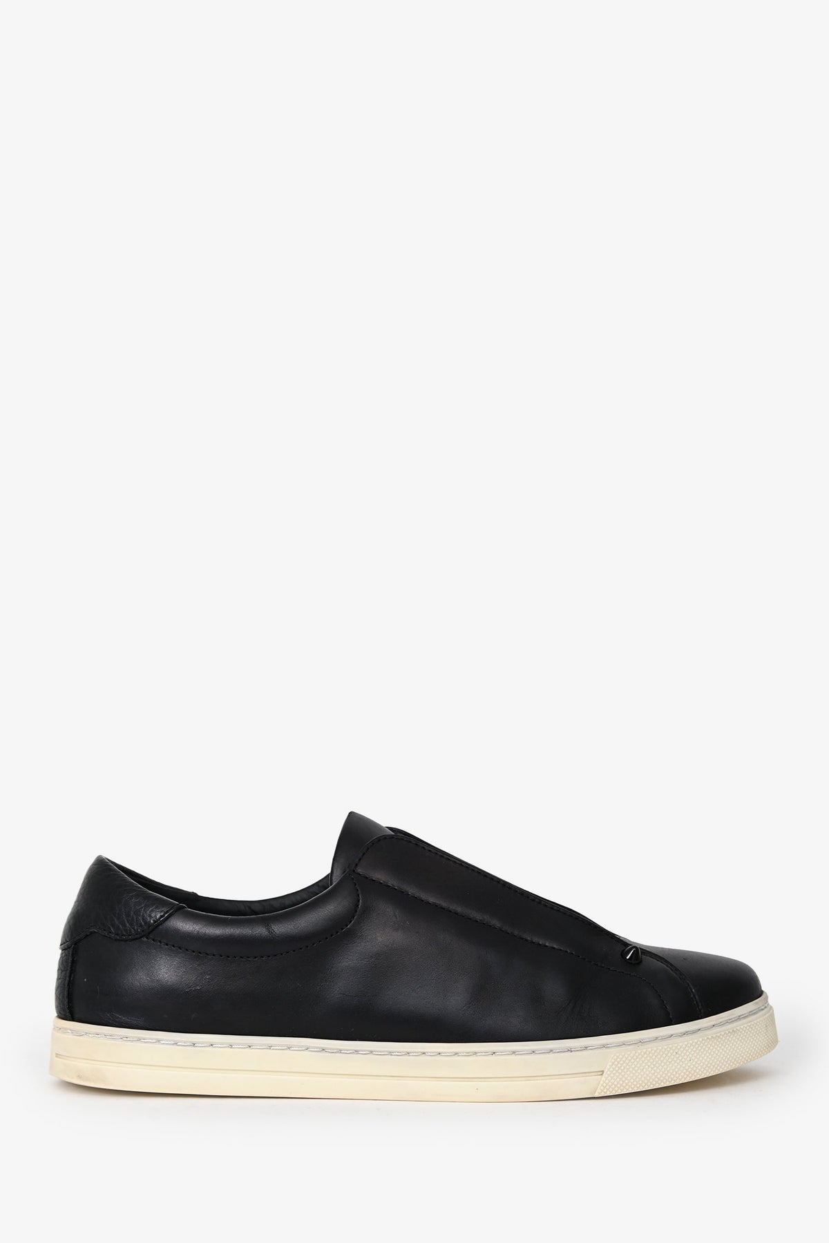 Fendi Black Leather Logo Slip Ons Size 39 Rovelle Bags