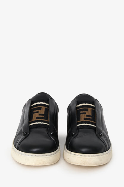 Fendi Black Leather Logo Slip Ons Size 39 Rovelle Bags