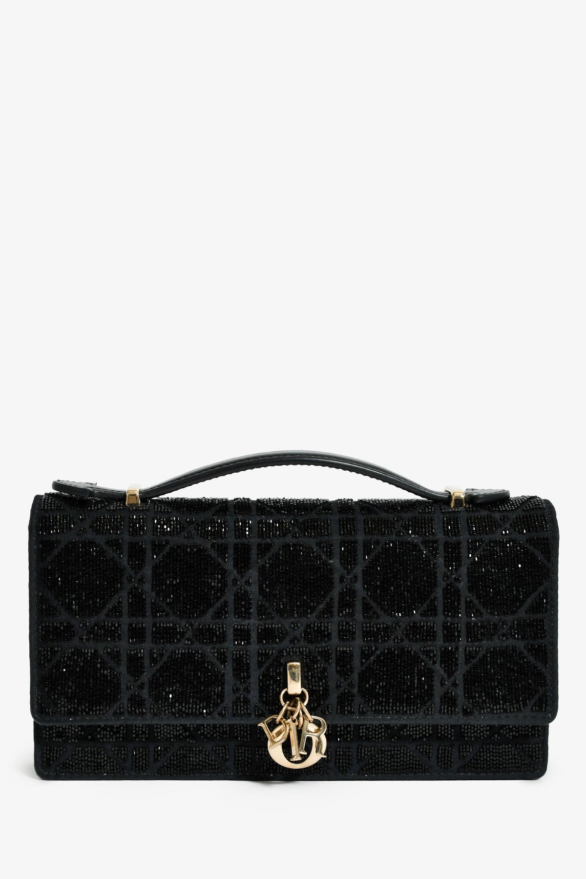 Christian Dior 2023 Black Bead Embellished My Dior Mini Bag With Chain Rovelle Bags