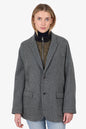 Burberry Black/White Wool Herringbone Single Breasted Blazer With Quilted Zip Up Size L