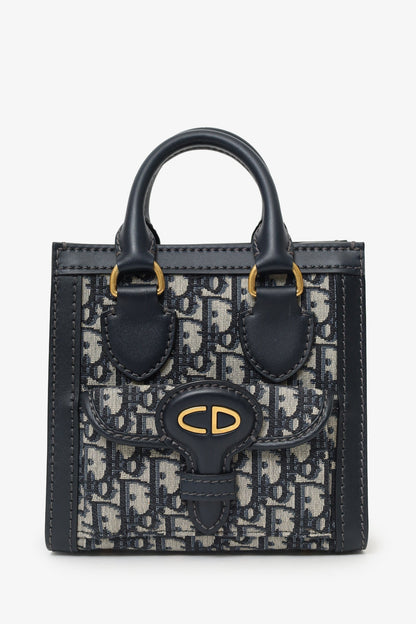Dior Oblique Leather Navy Tote Bag Rovelle Bags