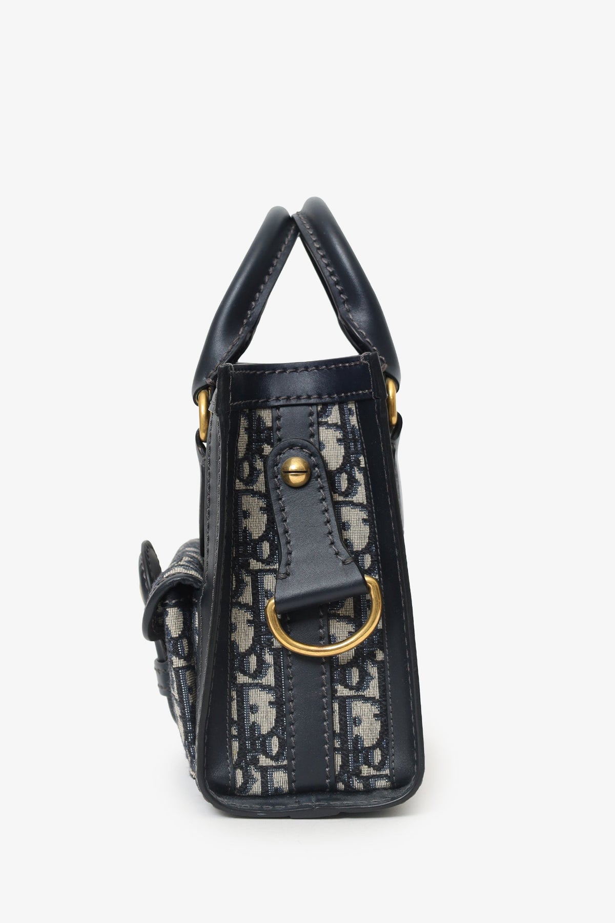 Dior Oblique Leather Navy Tote Bag Rovelle Bags