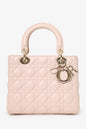 Christian Dior 2017 Pink Leather Medium Lady Dior Bag With Strap Rovelle Bags