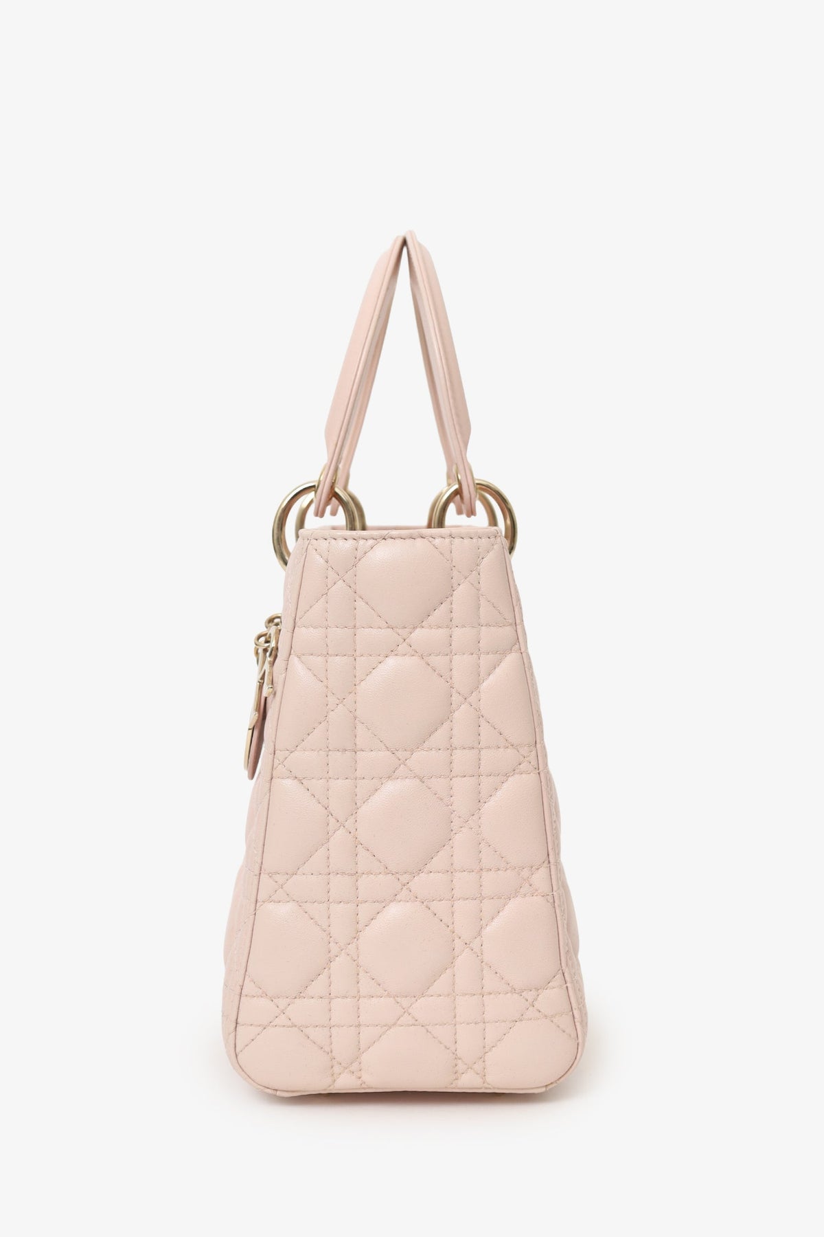 Christian Dior 2017 Pink Leather Medium Lady Dior Bag With Strap Rovelle Bags