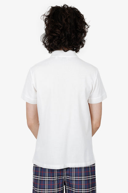 Burberry White Polo 'TB' Embroidered Top Size M Mens
