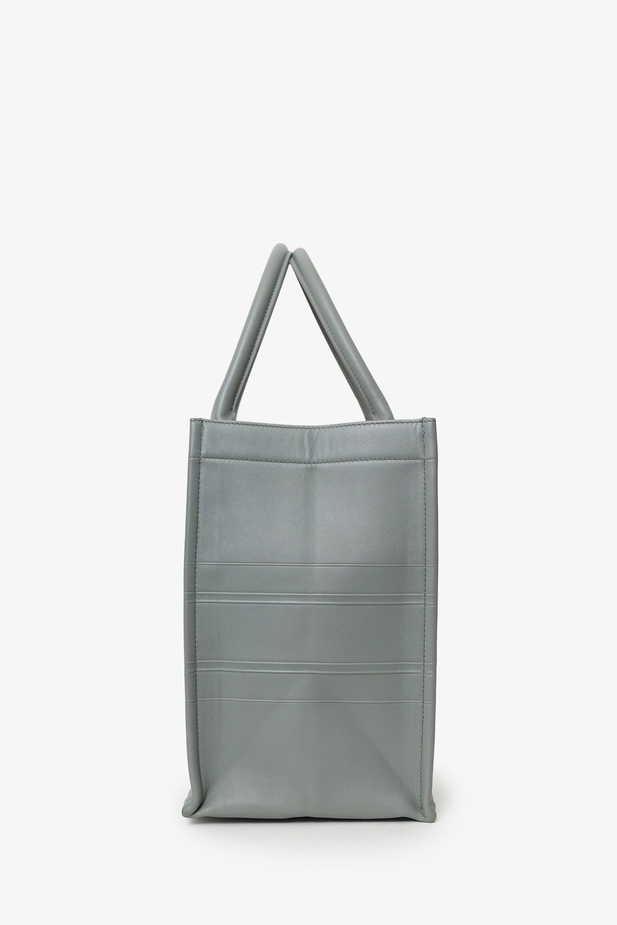 Christian Dior Grey Leather 'Christian Dior' Embossed Medium Book Tote Rovelle Bags