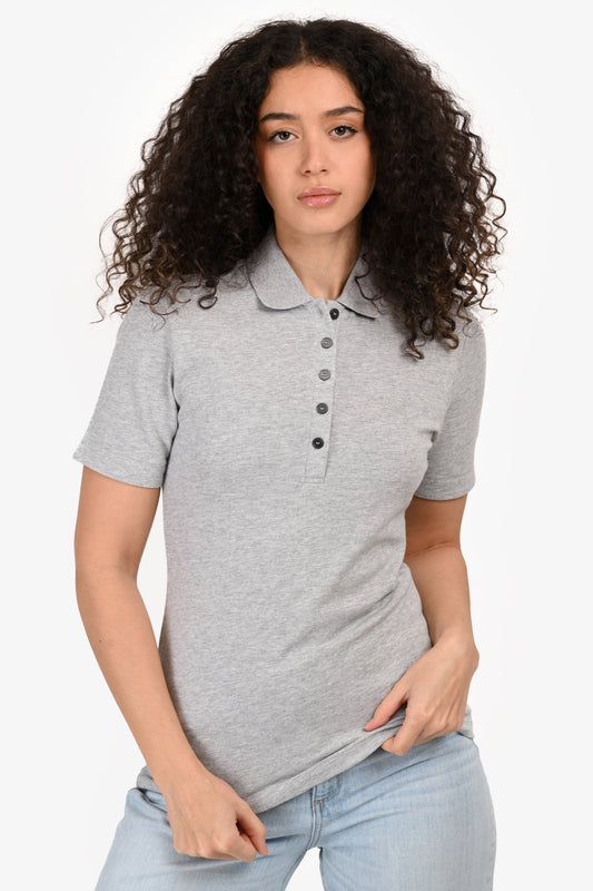 Burberry Grey Cotton Polo Short Sleeve Shirt Size S
