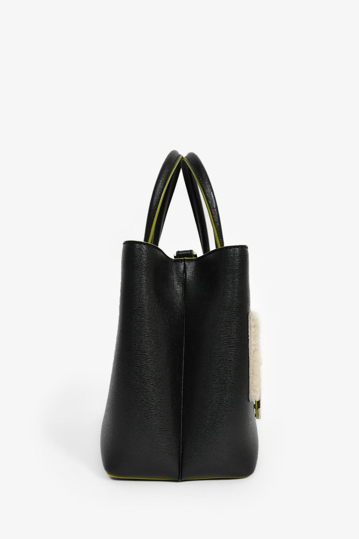 Fendi Black/Multi Shearling Petite '2Jours' Tote Rovelle Bags