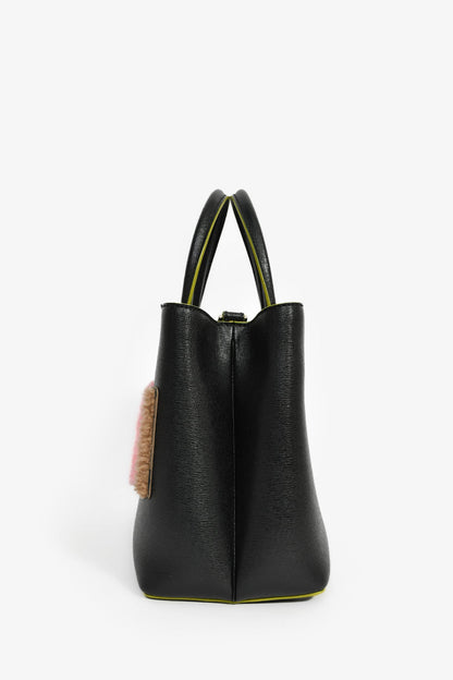 Fendi Black/Multi Shearling Petite '2Jours' Tote Rovelle Bags