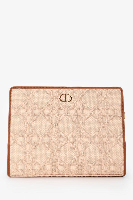 Christian Dior Brown Straw Logo Clutch Rovelle Bags
