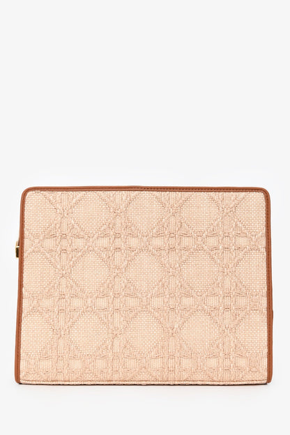 Christian Dior Brown Straw Logo Clutch Rovelle Bags